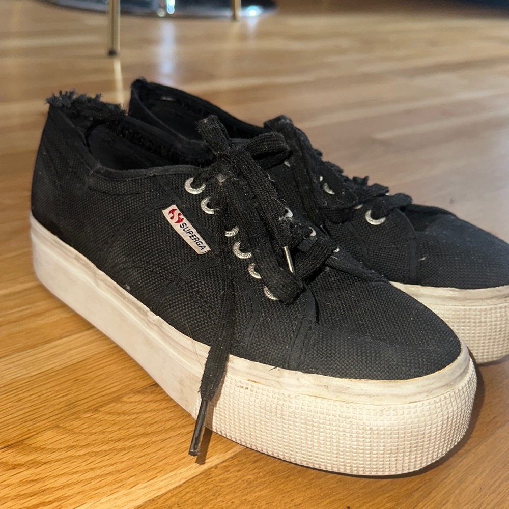 Superga black platform sneakers